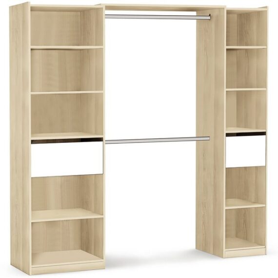 habeig Kleiderschrank Begehbarer Kleiderschrank 5077 in Breite verstellbar offen Schublade stufenlos in der Breite verstellbar von 140 - 200 cm