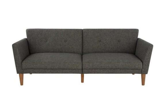 loft24 Schlafsofa Regal, Bezug aus Leinenstoff, Holzbeine, Breite 204,5 cm