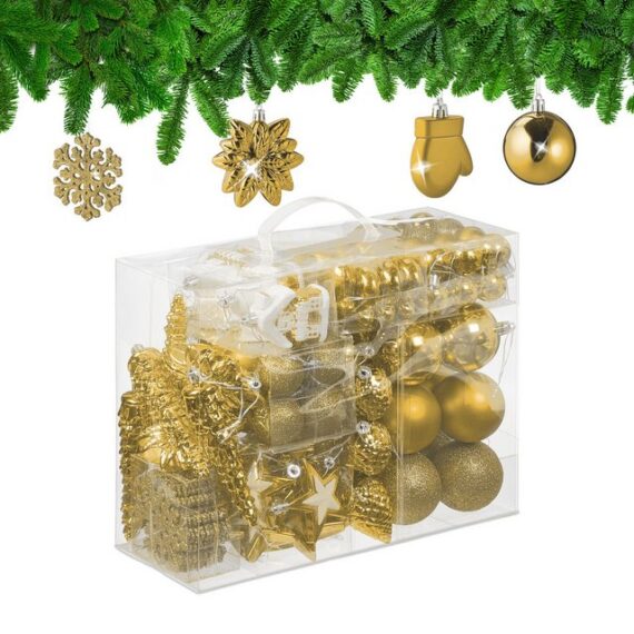 relaxdays Weihnachtsbaumkugel Weihnachtskugeln im 100er Set (100 St), Gold