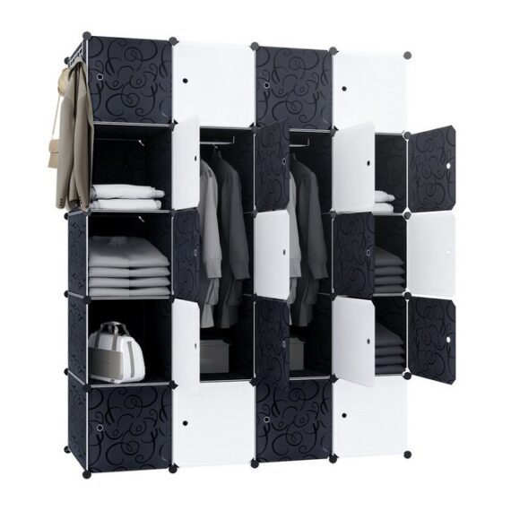 AUFUN Kleiderschrank Garderobe Schrank Regalsystem Mehrzweckschrank mit Türen (20-St) DIY Montage Steckregal