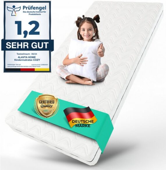 Alavya Home® Hausbett BUCHE CLOUD I KOMPLETT SET mit Musselin DEKO (Hausbett 80x160 cm mit Schubladen inkl. Deko und Matratze mit Rausfallschutz und Lattenrost I Jugendbett Liegefläche Kinderbett 80x160), FSC zertifizierter aus massivem Buchenholz