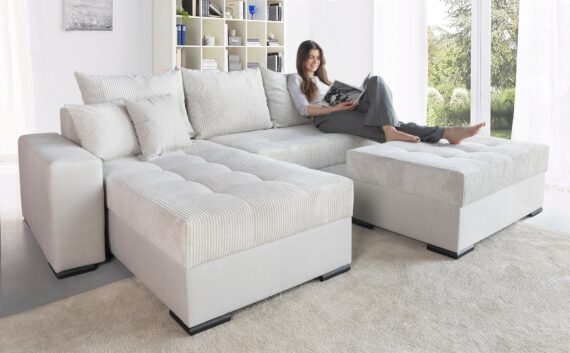 COLLECTION AB Ecksofa "Josy L-Form", mit Bettfunktion und -kasten,Federkern, frei im Raum stellbar