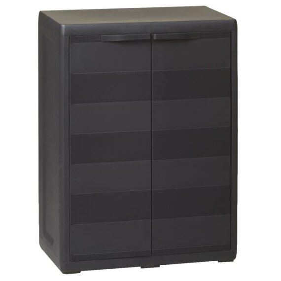 DOTMALL Seitenschrank Gartenschrank mit 1 Regal Schwarz Aufbewahrungsschrank Seitenschrank