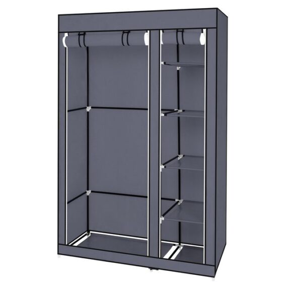 HT Kleiderschrank mit Vliesstoff und Aufhängestange, 106x44x170cm Tragbarer Kleiderschrank, schnell und einfach zu montieren