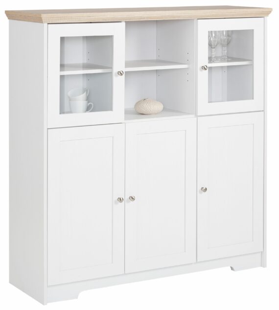 Home affaire Highboard "Nanna", in duroplastischer Oberfläche Folien Eichen-Optik, Breite 118 cm