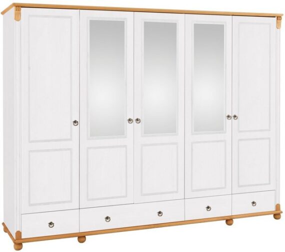 Home affaire Kleiderschrank Tessin Breite 245 cm, Kiefer massiv, mit Spiegel