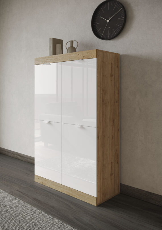 INOSIGN Highboard "Slim", Breite 91 cm, weiß Hochglanz Lack