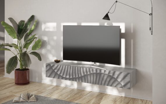 INOSIGN Lowboard "Snake Breite 180 cm, modernes TV-Board hängend mit 1 Klappe,", TV-Möbel, TV-Schrank, Front mit Siebdruck