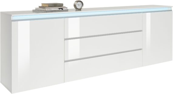 INOSIGN Sideboard "Magic, Kommode, Schrank, Kredenz", mit 2 Türen und 3 Schubkästen Hochglanz lackiert (B/T/H) 240x40x80 cm