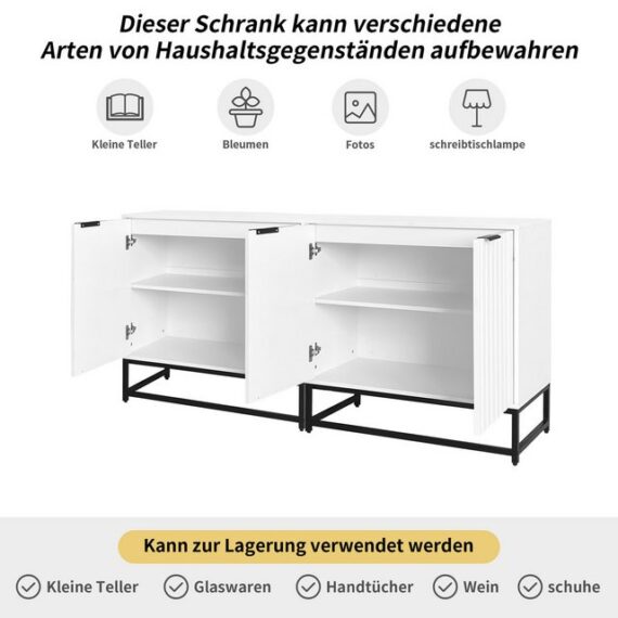 KoDise Schuhschrank 160×40×80 cm Schuhregal Schuhkommode mit2 Türen und Metallgriffen