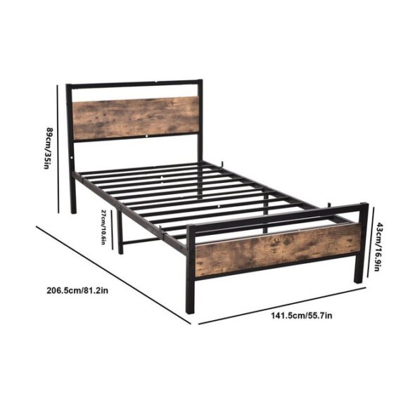 OKWISH Metallbett Jugendbett (mit Lattenrost, Bettrahmen Gästebett Jugendbett 140 x 200 cm, ohne Matratze)