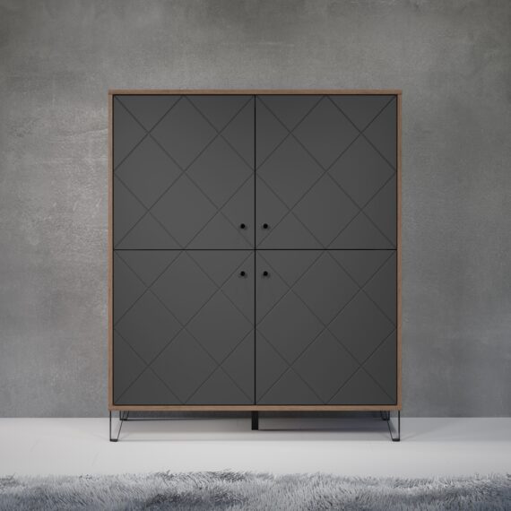 Places of Style Highboard "Molveno", (1 St.), außergewöhnliches Design mit strukturierten Fronten, Soft-Close