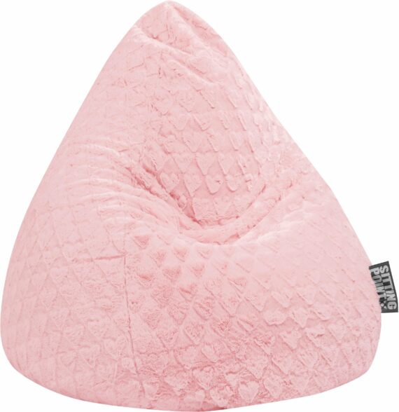 Sitting Point Sitzsack "Sitzsack FLUFFY HEARTS L", Plüschsitzsack mit Herzoptik