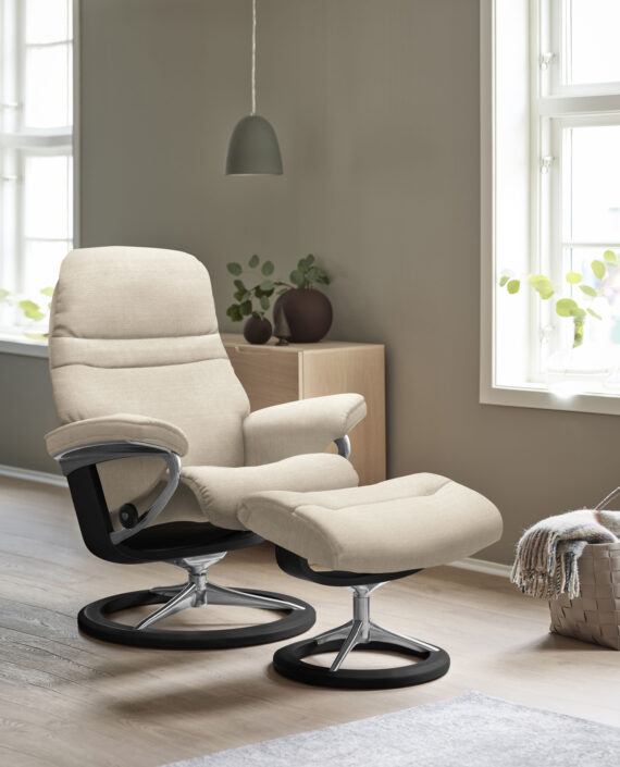 Stressless Relaxsessel "Sunrise", (Set, Relaxsessel mit Hocker), mit Signature Base, Größe M, Gestell Schwarz