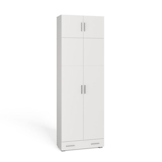 Vicco Aktenschrank Frank, Weiß, 80 x 240 cm mit Schrankaufsatz und Schublade