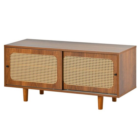 YNOFIT Schrank-Set Rattan Sideboard Set, Rattan Kommode und Schuhschrank für Wohnzimmer