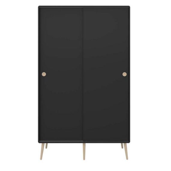 ebuy24 Kleiderschrank Softline Kleiderschrank 2 Schiebetüren schwarz.