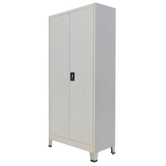 furnicato Aktenschrank Büroschrank mit 2 Türen Stahl 90x40x180 cm Grau