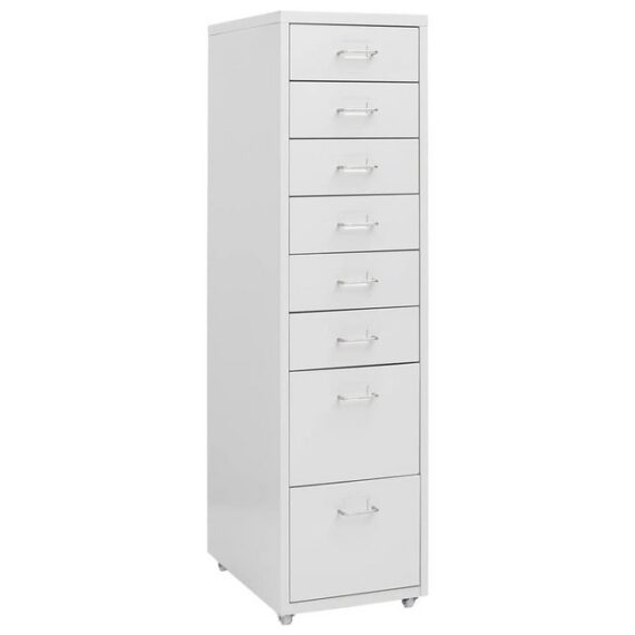 furnicato Aktenschrank mit Rollen Grau 28x41x109 cm Metall