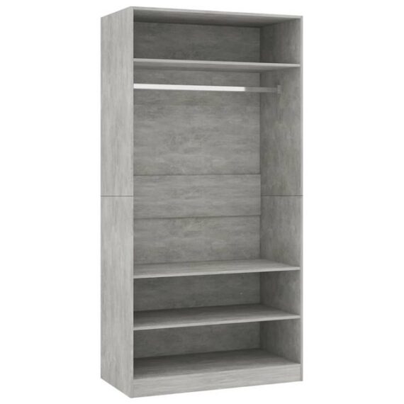 furnicato Kleiderschrank Betongrau 100x50x200 cm Holzwerkstoff