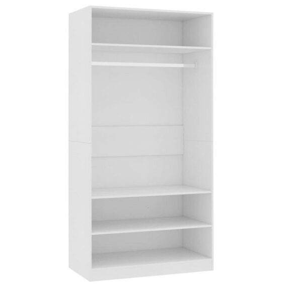 furnicato Kleiderschrank Weiß 100×50×200 cm Holzwerkstoff