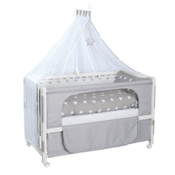 roba® Beistellbett Little Stars 60 x 120 cm, Anstellbett zum Elternbett mit kompletter Ausstattung