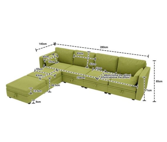 AUKWIK Ecksofa mit Hockern und Stauraum, frei arrangierbaren Schlafsofa, Set, LUXUS UND KOMFORT FÜR IHR WOHNZIMMER