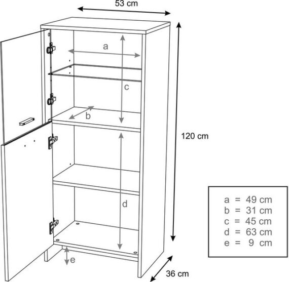 Domando Standvitrine Vitrine Matera Eiche Classic rechtsöffnend (1-St) Breite 53cm, Tür mit Soft-Close