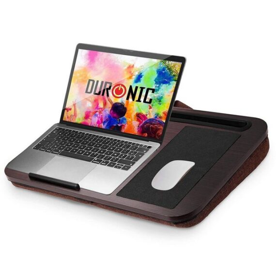 Duronic Laptop-Ständer, (DML422 Laptopständer, Ergonomischer Laptop Tisch mit Kissen, Laptop Halterung mit Schaumstoffkissenstütze, Große Plattform mit integriertem Griff, Ideal für Bett, Sofa, Auto)