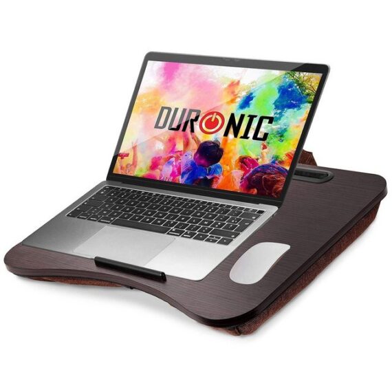 Duronic Laptop-Ständer, (DML432 Laptopständer, Ergonomischer Laptop Tisch mit Kissen, Laptop Halterung mit Schaumstoffkissenstütze, Große Plattform mit integriertem Griff, Ideal für Bett, Sofa, Auto)