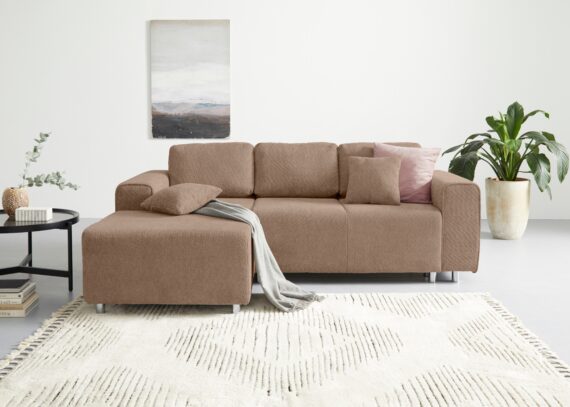 Guido Maria Kretschmer Home&Living Ecksofa "Györ", L-Form, wahlweise mit Bettfunktion und Bettkasten incl. 2 Zierkissen