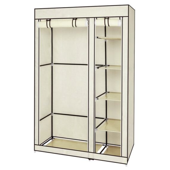 HT Kleiderschrank mit Vliesstoff und Aufhängestange, 106x44x170cm Tragbarer Kleiderschrank, schnell und einfach zu montieren