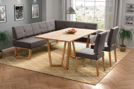 Home affaire Eckbankgruppe "Ponza Eckbank Küchenbank BESTSELLER", (Set, 4 tlg.), Sitzgruppe Esszimmer Stühle Tisch und Bank bequem gepolstert