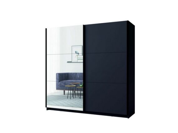 INOSIGN Kleiderschrank Kleiderschrank Fresno mit 5 Einlegeböden, Spiegel und Kleiderstange Garderobe mit 2 Schwebetüren, B/H/T 200/207/62 cm