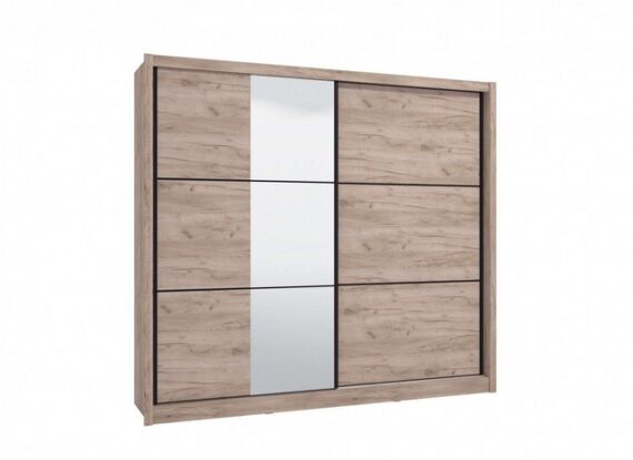 INOSIGN Schwebetürenschrank Navara Kleiderschrank mit Spiegel Wäscheschrank Garderobe Kleiderschrank mit Spiegel, FSC-zertifiziert, 242,5x215,5x61cm