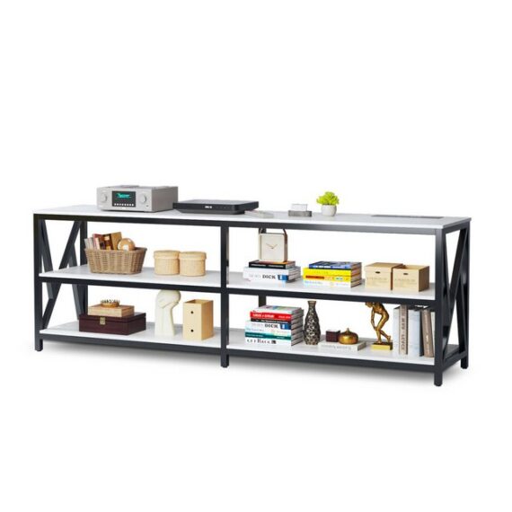 LVifur TV-Schrank TV Sideboard mit USB Ladeanschluss und kabellose Ladestation Lowboard mit LED Leuchten, 180 x 40 x 60cm