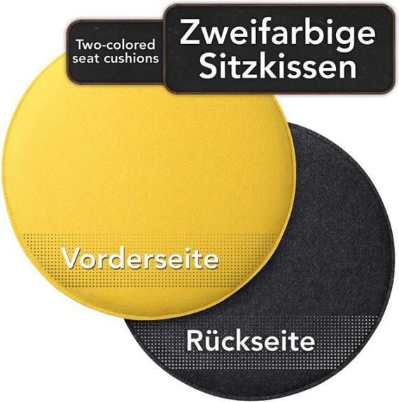 Loco Bird Stuhlkissen 4er Set rund aus Filz Ø 36cm, Stuhlkissen für Schalenstuhl: bequeme Sitzauflage für Bank / Stuhl