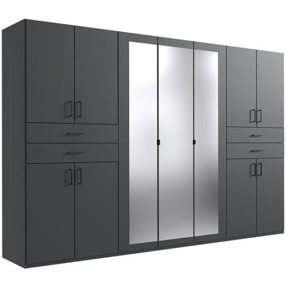 Lomadox Kleiderschrank TREVISO-43 Garderobenschrank Schlafzimmerschrank Schrank 313 cm breit graphit