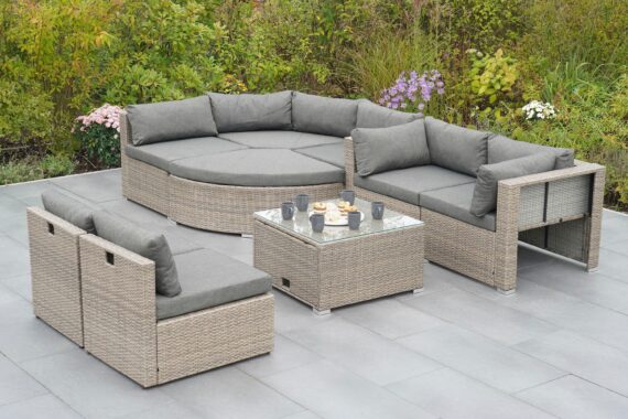 MERXX Gartenlounge-Set "Rivello", (23 tlg.), inkl. Auflagen, Aufstellmaß BxTxH: 225x225x63 cm