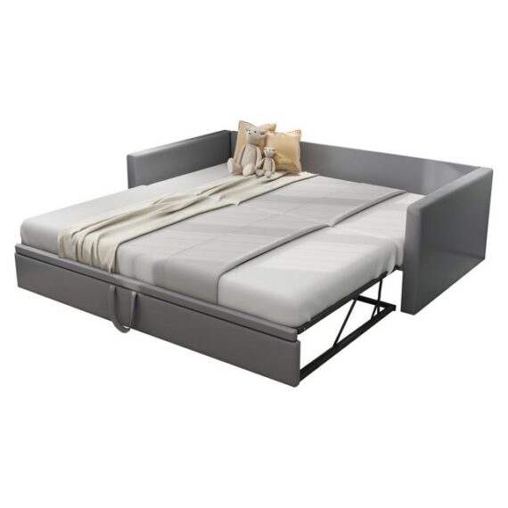 MODFU Bett Funktionsbett Doppelbett, Ausziehbares Schlafsofa (Multifunktionsbett aus hautfreundlichem Samtstoff, mit Lattenrosten 90/180*200 cm), ohne Matratze