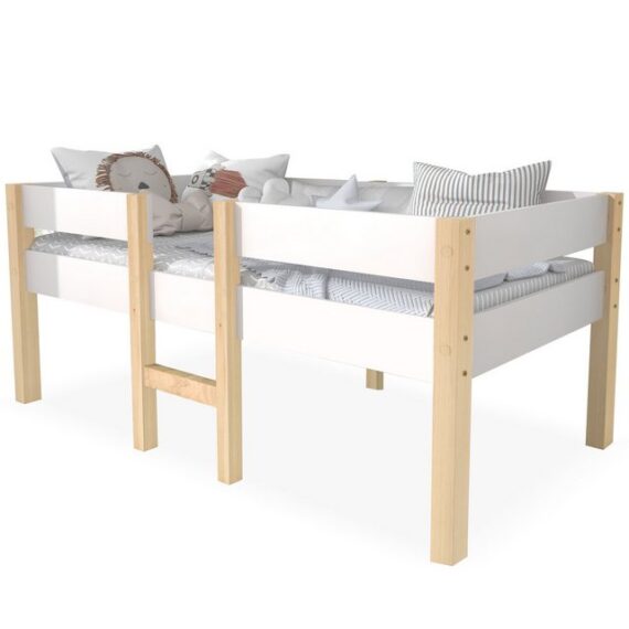 MODFU Kinderbett Kinder Bett Jugendbett Hausbett Kinderhaus Holzbett Massiv Holz (Massivholzbett ohne Matratze), aus Kiefer Holz, Haus Bett Massivholz, 90×190cm