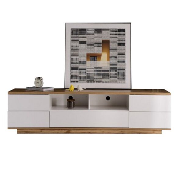 MODFU TV-Schrank Fernsehschrank TV-Lowboard Sideboard Beistellschrank Hochglanz-Oberfläche TV-Schrank mit Holzmaserung