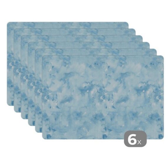 MuchoWow Platzset Aquarell - Blau - Muster, (6-St), Platzset, Platzdecken, Platzmatte, Tischmatten, Schmutzabweisend