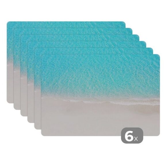 MuchoWow Platzset Blau - Wasser - Strand, (6-St), Platzset, Platzdecken, Platzmatte, Tischmatten, Schmutzabweisend