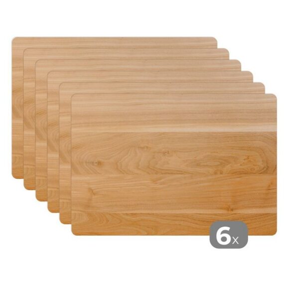 MuchoWow Platzset Leichte und glatte Holzstruktur, (6-St), Platzset, Platzdecken, Platzmatte, Tischmatten, Schmutzabweisend