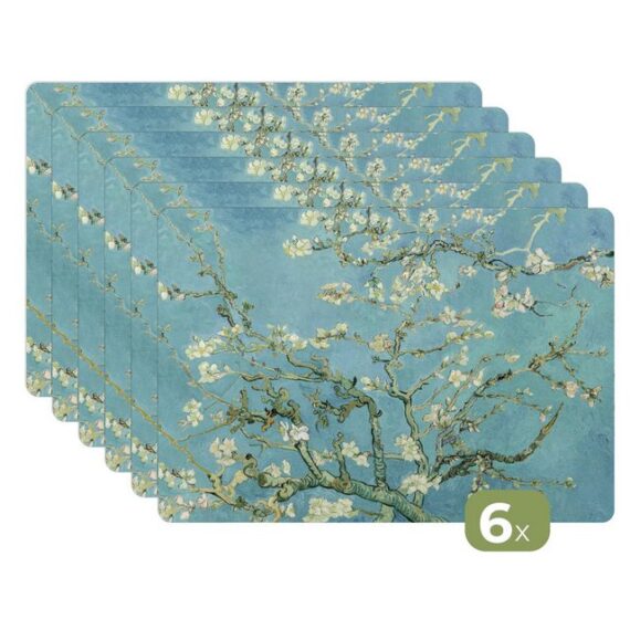 MuchoWow Platzset Mandelblüte - Van Gogh - Kunst - Blumen, (6-St), Platzsets, Tischset, Abwaschbar, Tischsets, Platzdeckchen