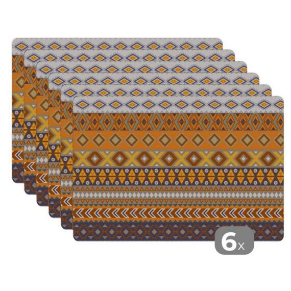 MuchoWow Platzset Muster - Afrika - Zusammenfassung, (6-St), Platzset, Platzdecken, Platzmatte, Tischmatten, Schmutzabweisend