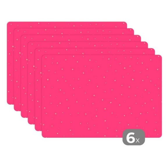 MuchoWow Platzset Rosa - Pastell - Tupfen, (6-St), Platzset, Platzdecken, Platzmatte, Tischmatten, Schmutzabweisend