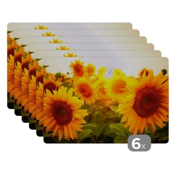 MuchoWow Platzset Sonnenblume - Gelb - Blumen - Sonne, (6-St), Platzset, Platzdecken, Platzmatte, Tischmatten, Schmutzabweisend