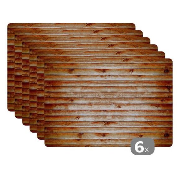 MuchoWow Platzset Wand - Regale - Holz, (6-St), Platzset, Platzdecken, Platzmatte, Tischmatten, Schmutzabweisend